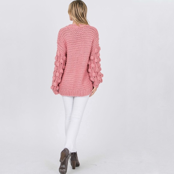 Handmade Cable Knit Chunky Sweater Open Cardigan - Picture 5 of 7